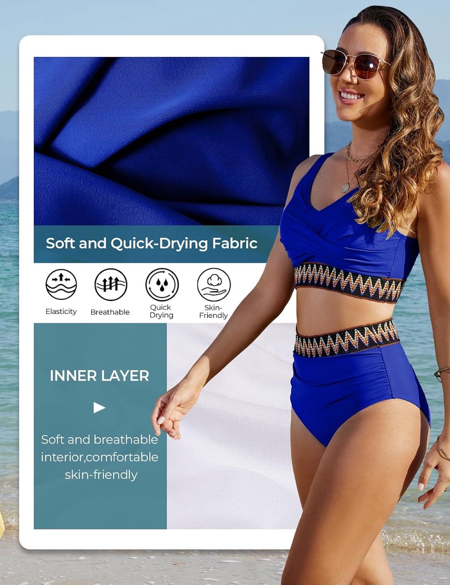 Dames set hoge taille buikweg badpak tweedelig sexy V-hals push-up bikini kleurrijk gestreept badmode grote maten strand zwembad bikini