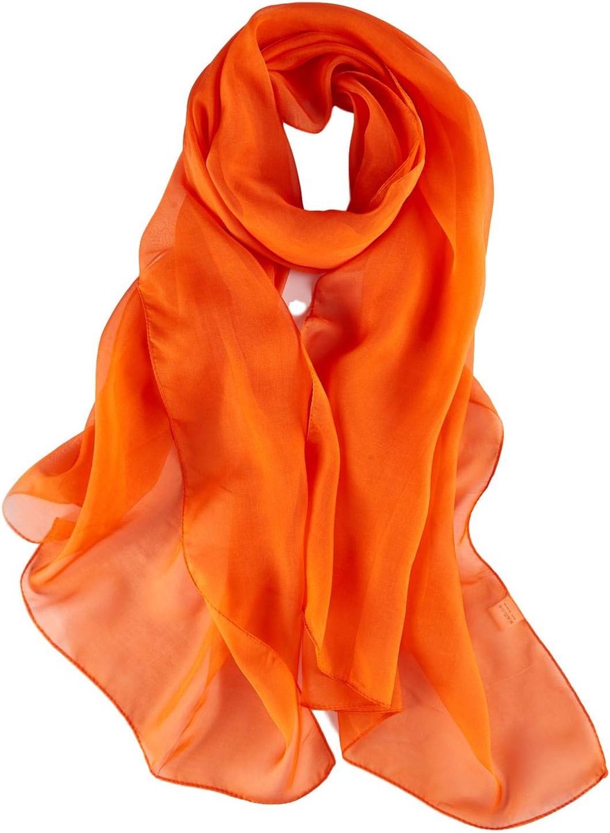 Lange zijden chiffon sjaal effen kleur