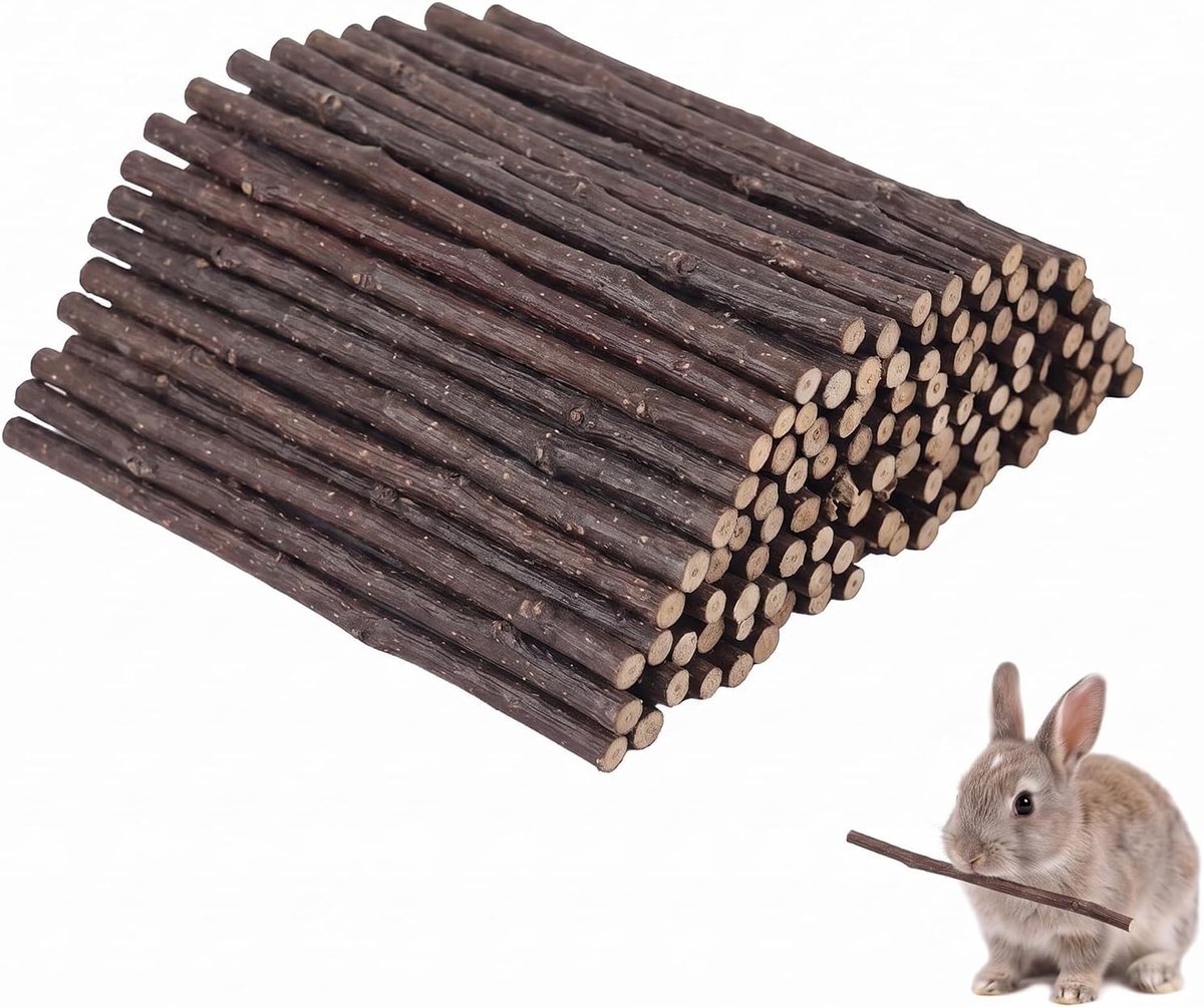 Speelgoed, appelhouten takken ca. 15 cm, natuurlijke knabbelstokken voor konijnen, hamsters, cavia's, chinchilla, kleine dieren speelgoed voor tandverzorging