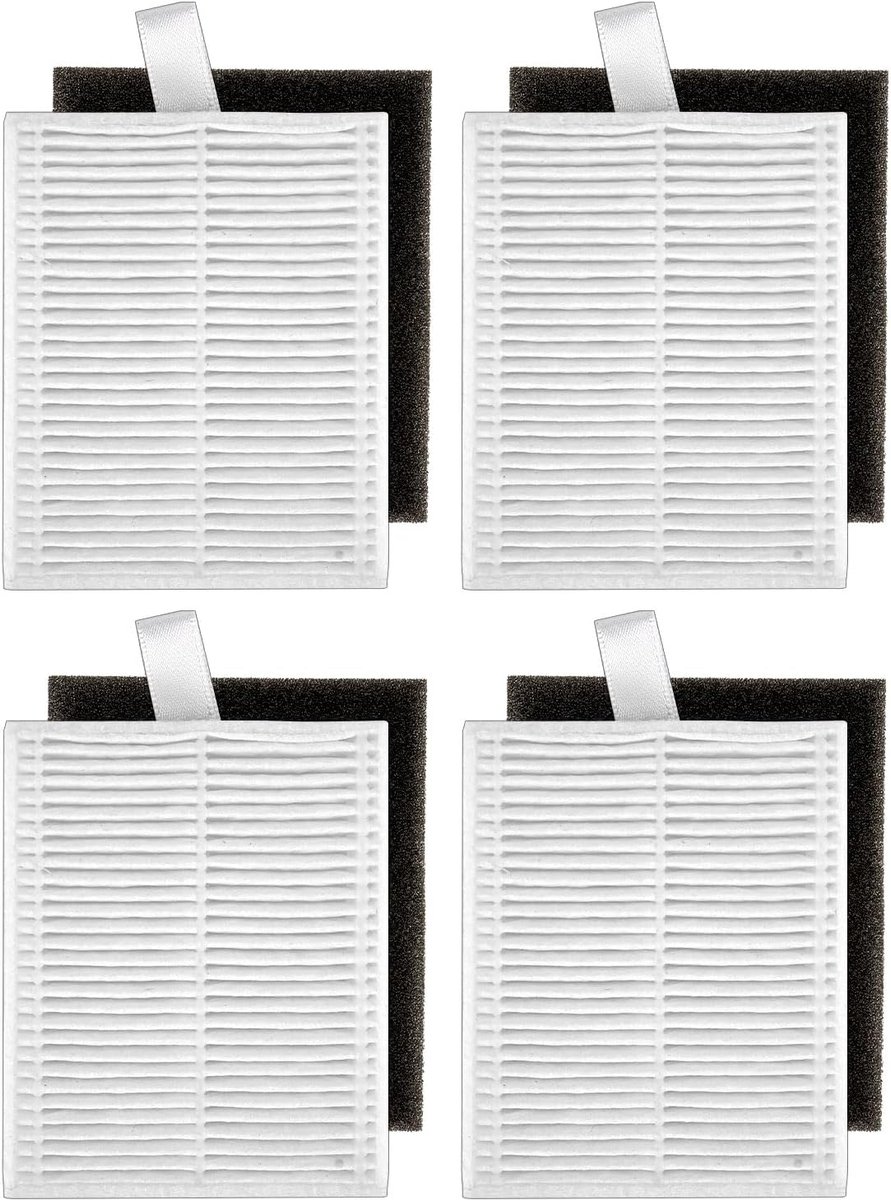 (4 Stuks) L60 L50 HEPA-filters Compatibel met Eufy L60, L60 Hybrid, L60 SES, L50 SES, L50-serie Robotstofzuiger, Hepa-Filterset, Vervangende Onderdelen, Met Schuimfilter 4 Sets