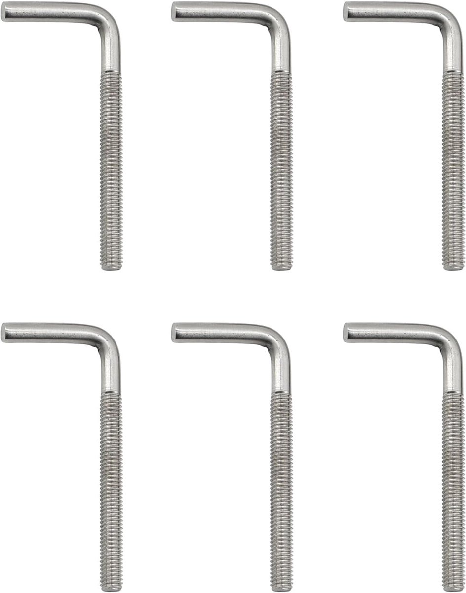 (6 stuks) M8x150mm betonankerschroeven 304 roestvrij staal vierkant gebogen funderingsschroef schroefdraad buighaak