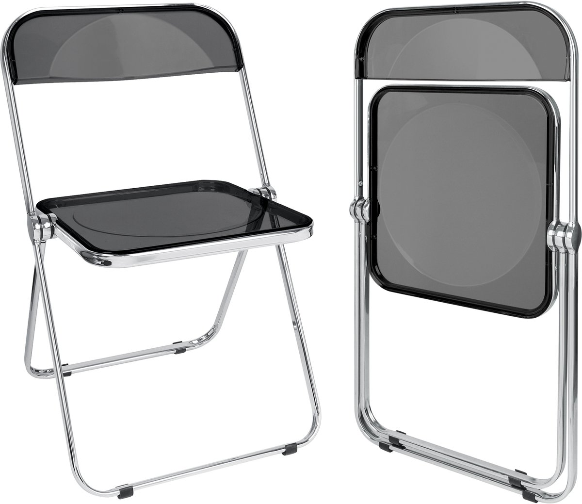 PIPIPOXER Klapstoelen - Transparant PET - Opvouwbare Stoelen - Inklapbaar - Vouwstoel - 46 x 46 x 77 cm - Zwart