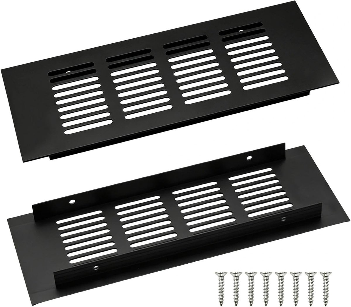 Ventilatierooster Deksel, 2 Stuks, 200 mm, Zwart, Vierkant, Aluminium Legering, Geschikt voor Kasten, Ventilatieoplossingen, Luchtcirculatie, Interieuraccessoires