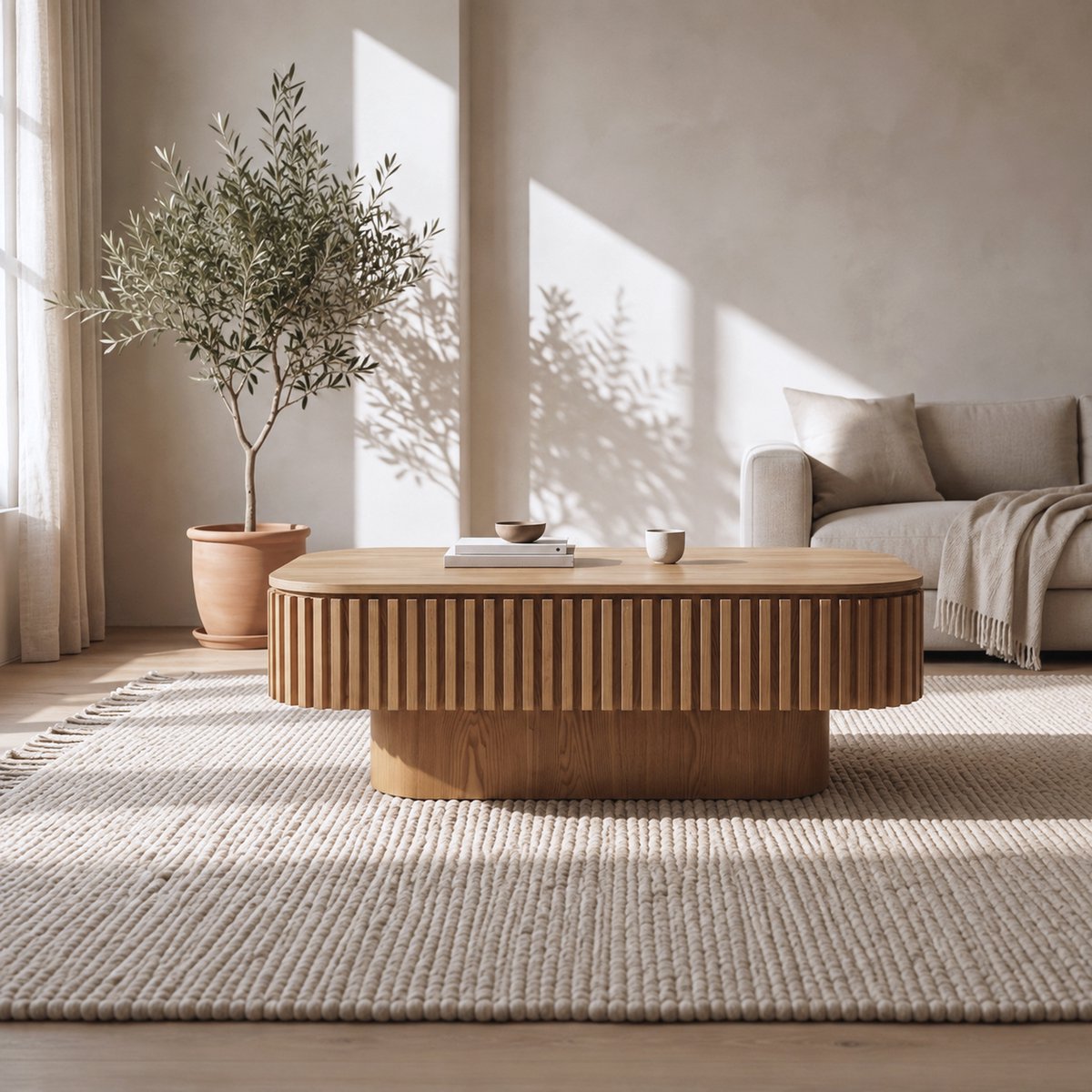 MODFU Salontafel - Verborgen Opbergruimte - MDF - Natuurlijke Houtkleur - 98 x 60 x 35 cm Naturel hout