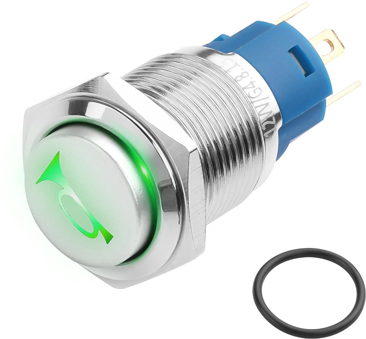 Car Horn Button Switch 12V - Groene LED Indicator - IP66 Waterdicht - Precisiecontrole voor Motorrijders - ShopVlot
