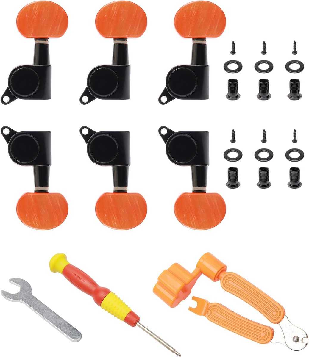 6PCS 3L3R Acoustic Guitar Tuning Pegs Machine Head Tuners Set, Guitar String Tuning Pegs with Wrench String Changer - ShopVlot