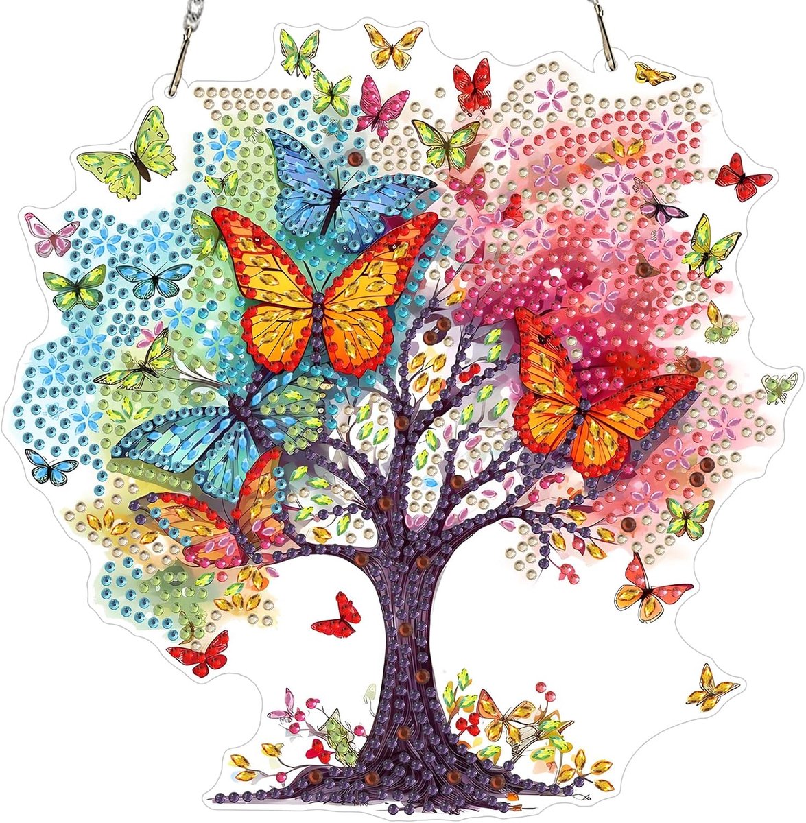 Diamant schilderen kit - Boom des levens met vlinder - Speciale gevormde kristallen suncatcher - ShopVlot