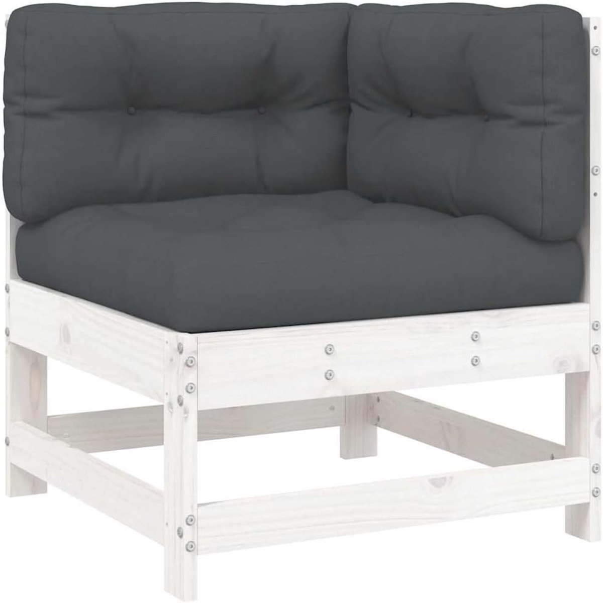 Hoekbank van massief grenenhout met kussen voor tuin en terras