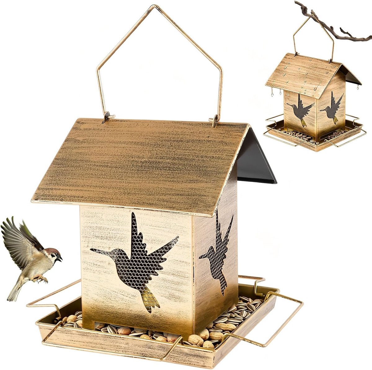 Vogelvoederhuis om op te hangen tuindecoratie
