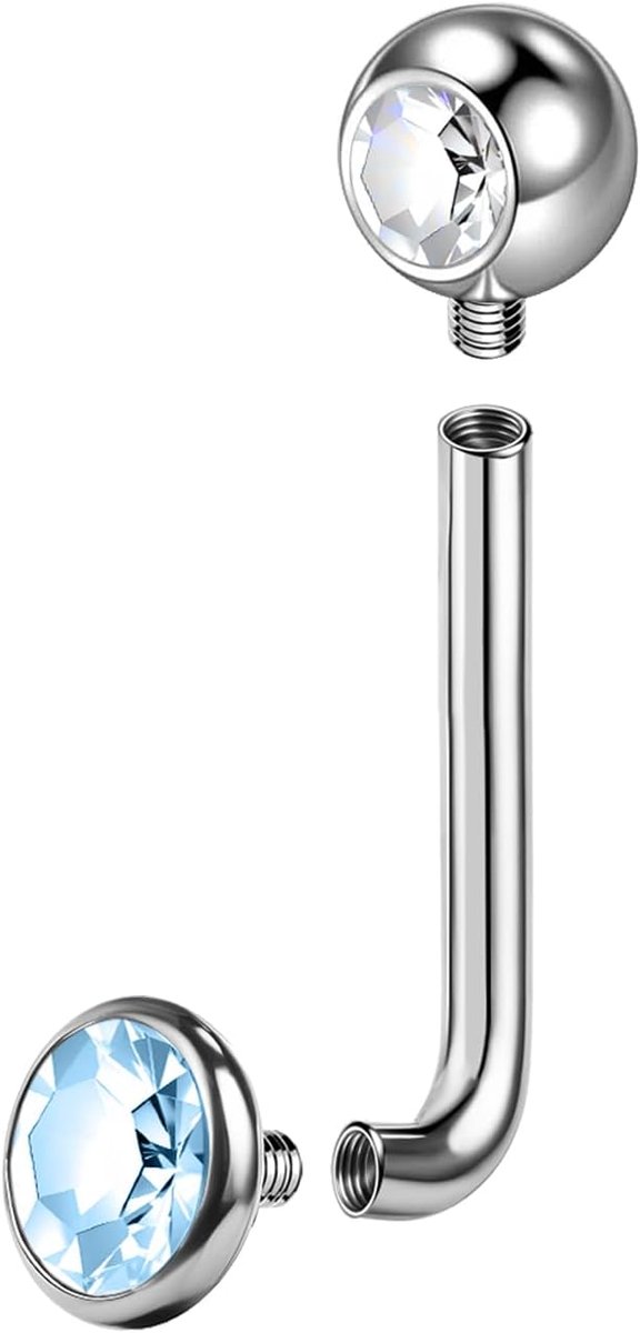 Titanium Christina Piercings Barbell, 14G intern schroefdraad verticale capuchon buikstangen, L gebogen VCH Ring Christina Barbells Navel Sieraden