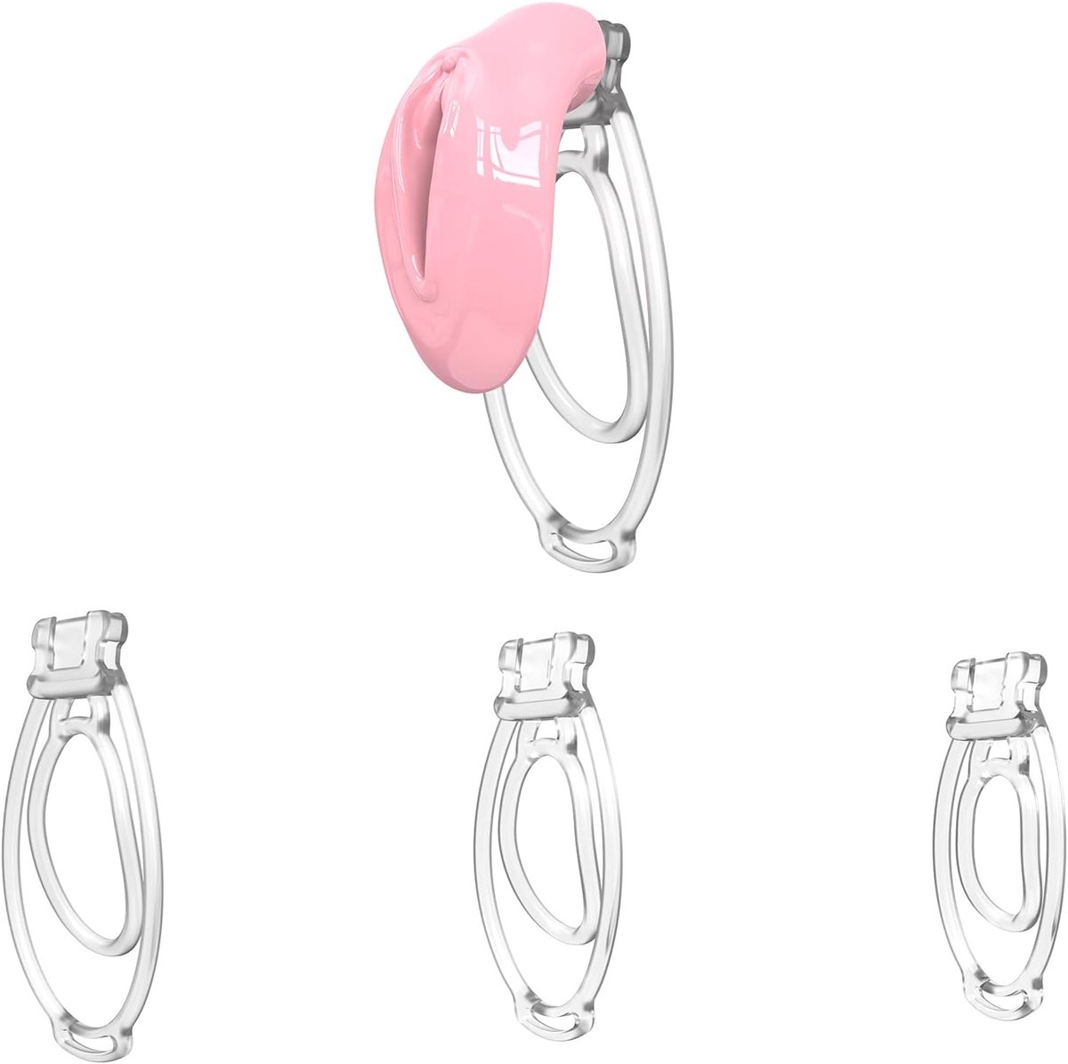 Silicone Chastity Cage Clip Sissy Small Chastity Devices BDSM Sex Flat Cock Cage for Sexual Adult (Pink)