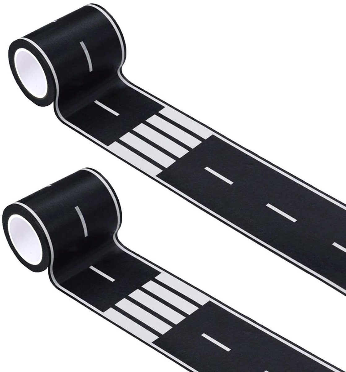 Tape snelweg, 2 rollen plakband voor straat, stickers voor kinderen, zwart, snelwegstickers, voor trein, snelwegen, raceauto's en straatborden (B)