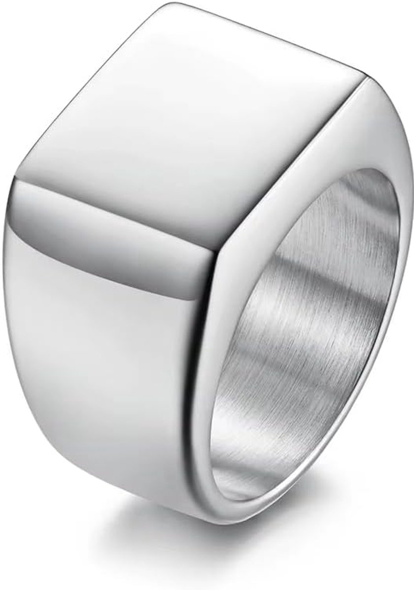 Roestvrij staal vierkante zegelring 14mm platte top klassieke mannen mode ring