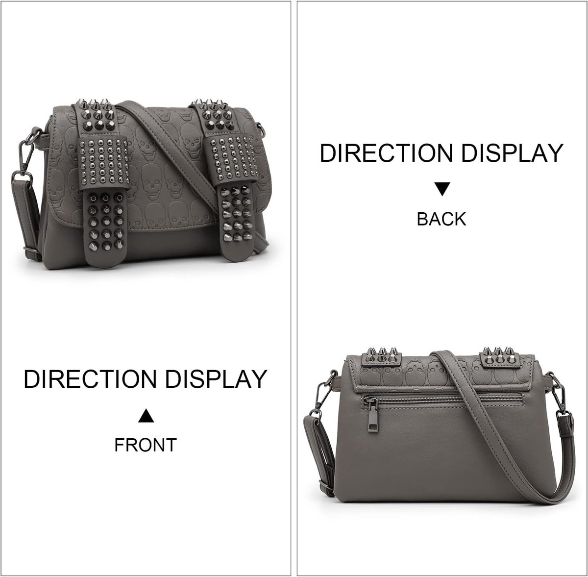Gothic Punk Schedel Klinknagel Studded Crossbody Tas PU Lederen Schoudertas Handtas Portemonnee Portemonnees