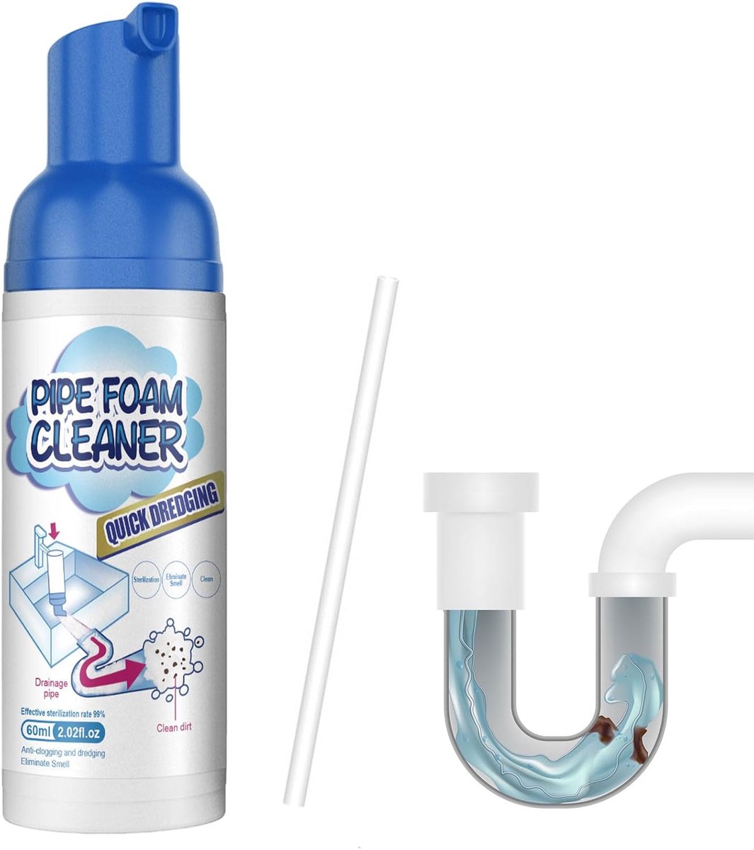 Afvoerreinigingsschuim 60 ml - extra sterk reinigingsschuim - geschikt voor verstopte toiletten - lost vet en vuil op - ShopVlot