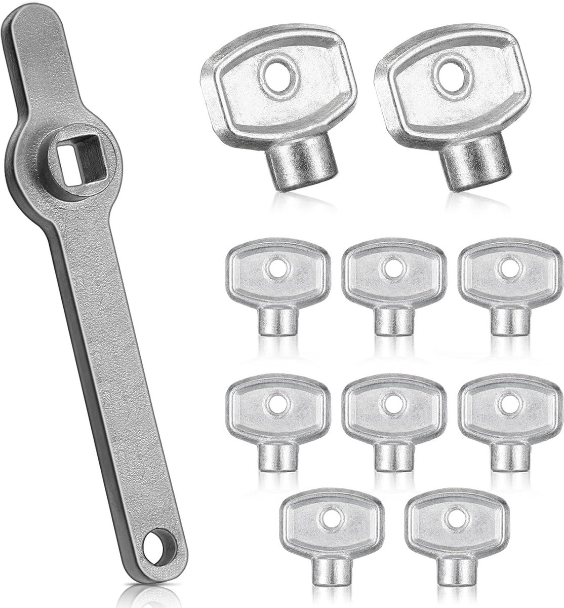 SnelShoppen - 11 x Radiator Ontluchtingssleutel Set, Universeel voor Alle Radiatoren, Roestvrij Staal, 5 mm, Inclusief Extra Lange Handgreep, Vent Han