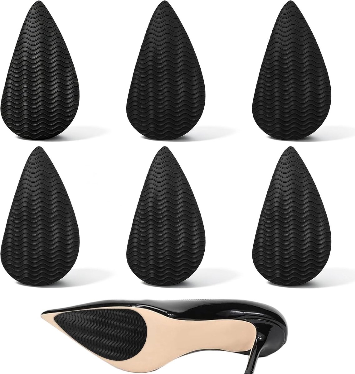 6 stuks schoenzolen, reparaties, antislippads, 125 x 70 mm, spitsvormig design, rubberen schoenzool, beschermende - ShopVlot