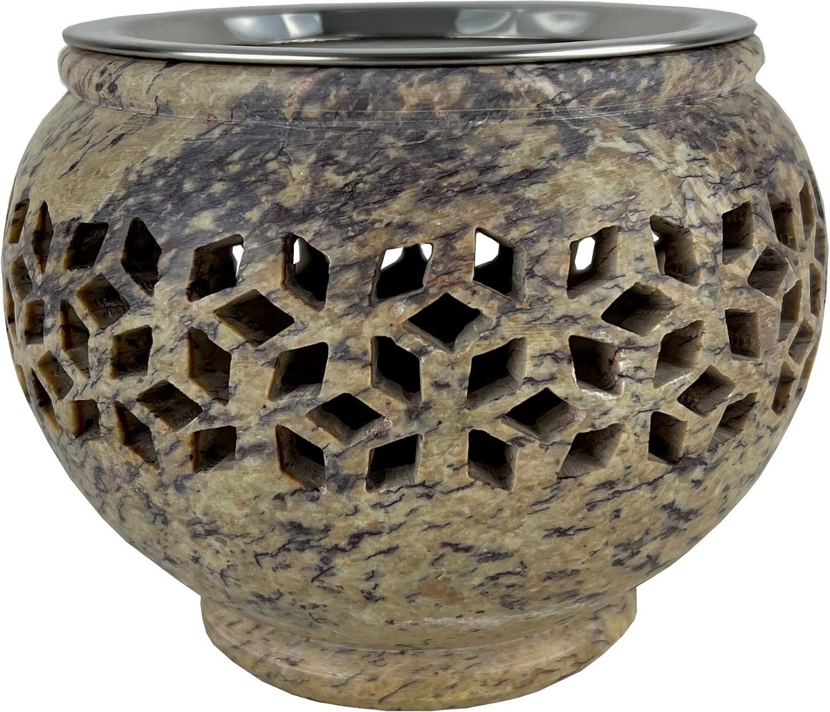 Incense burner MAXI ERIDANUS Softstone with stainless steel strainer, H: 11.5 cm, Ø 15 cm - ShopVlot
