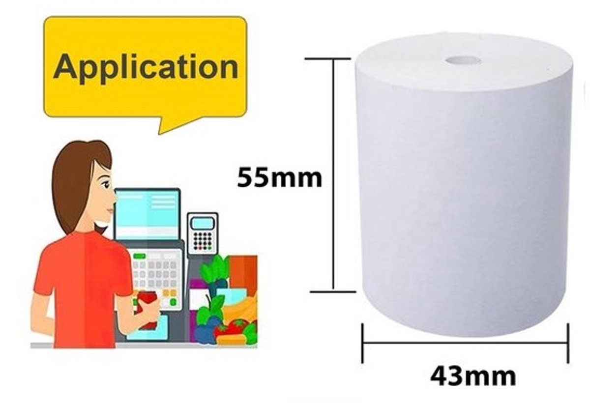 Thermisch printerpapier - 58 mm - 55 * 43 mm - 10 rollen - USB- en BT-compatibel - Ideaal voor kassabonnen - ShopVlot