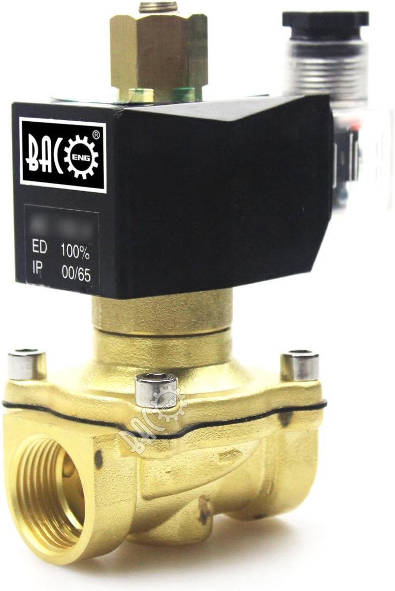 BACOENG DC12V/AC220V 2 Way 1/2'' 3/4'' BSP Br Electric Solenoid Valve Normal Open DC12V 3/4'' - ShopVlot