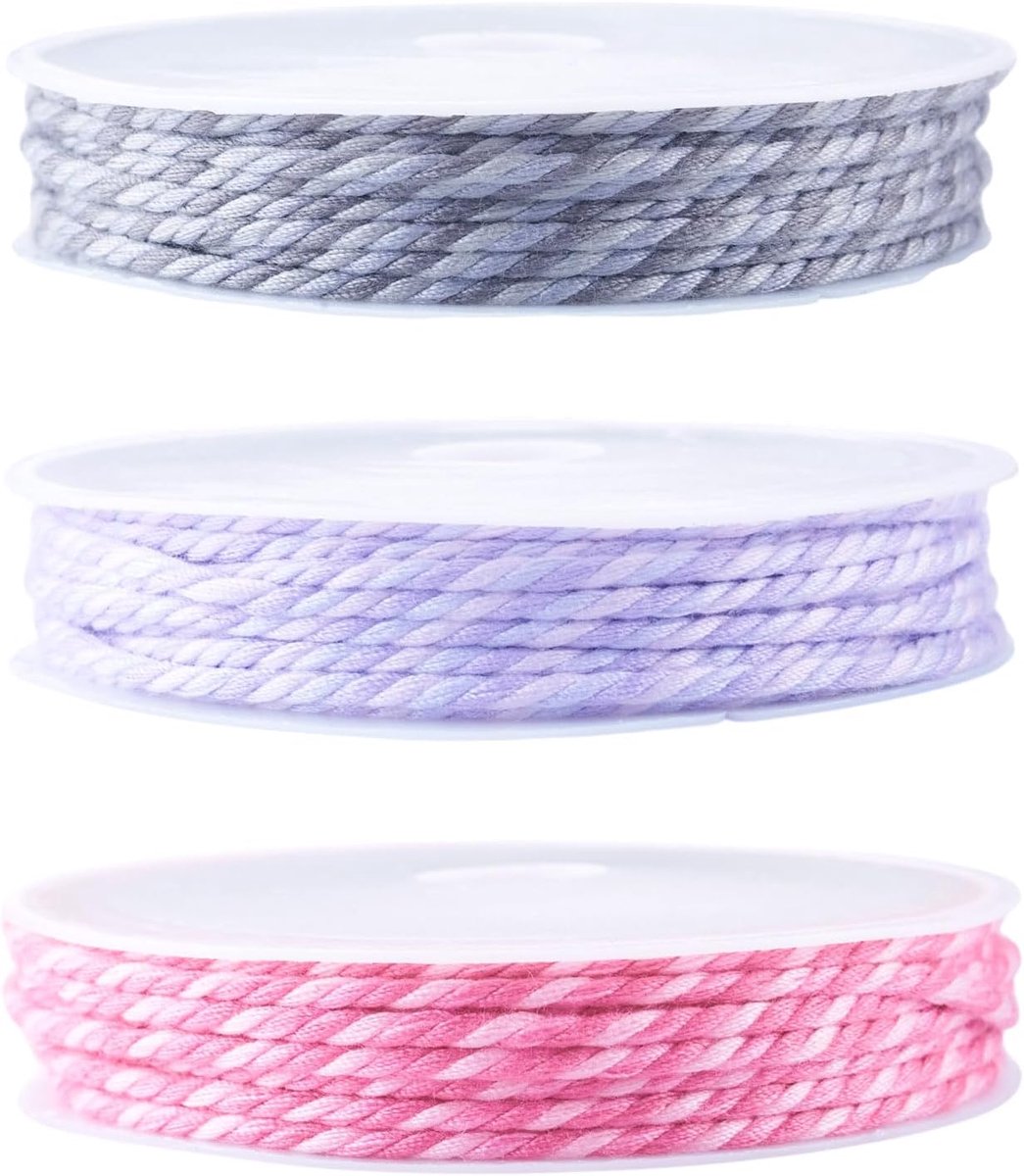 Crafans 10.5Meter 2MM Gevlochten Polyester Koorden Grijs/Paars/Roze Sieraden Polyester Draden Met Spoel Chinese Knopen - ShopVlot