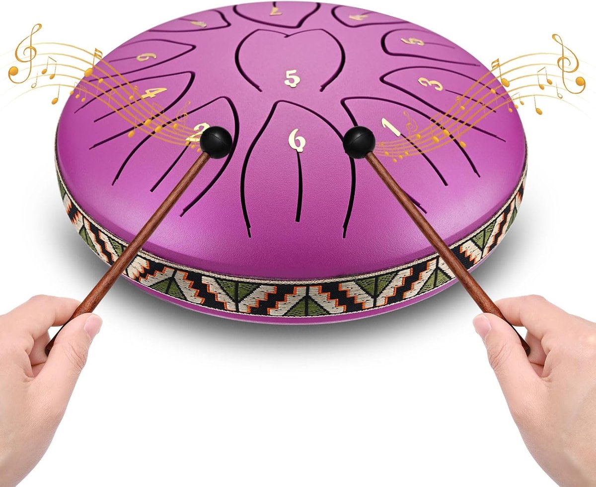 Tongue Drum, 15.2 cm, 11 Notes, Steel Tongue Drums, Handpan, Rain Drum, Rain Drum with Note Book, Percussion - ShopVlot