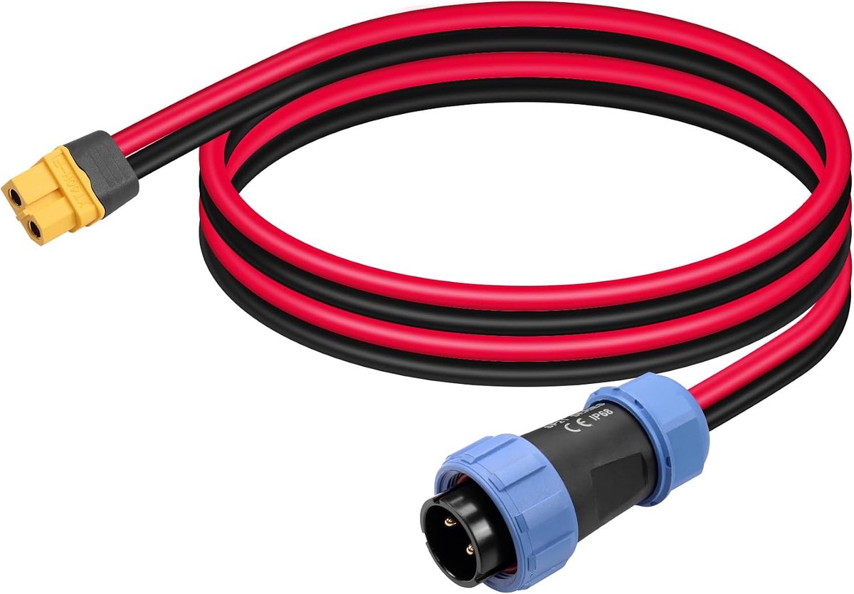 GINTOOYUN 2 pin aviation male plug to XT60 cable 10AWG SP21 IP68 waterproof aviation male plug to XT60 female plug - ShopVlot