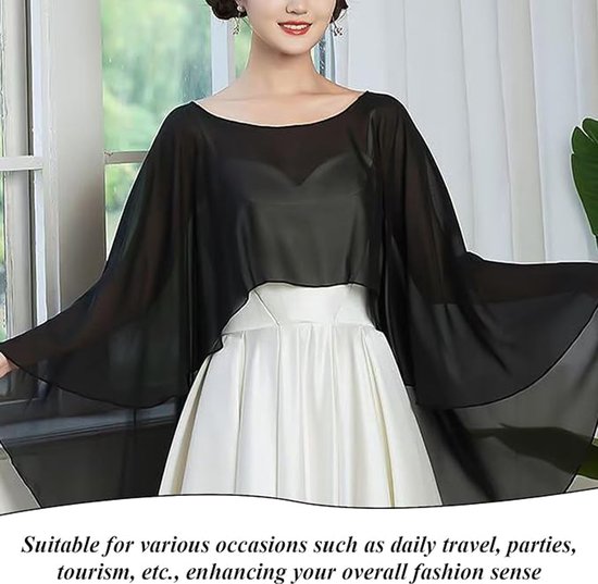 Deze tweedelige set bestaat uit korte, comfortabele, ademende en stijlvolle dunne chiffon sjaaltjes. Ze zijn creatief, casual, eenvoudig en veelzijdig, en kunnen als kledingaccessoire worden gebruikt. — afbeelding 3