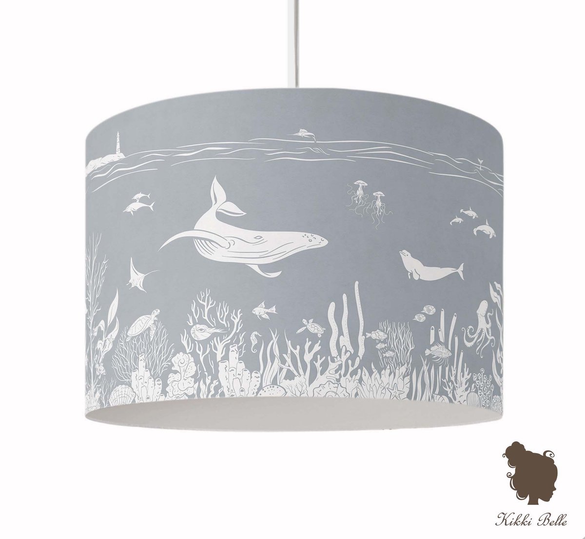 Hanglamp Monochrome sea bleu Kikki Belle-lamp-verlichting-zeedieren-kinderkamer-incl pendelsnoer-E27