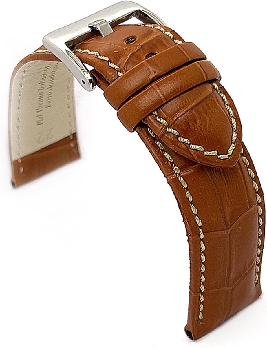 Leather Sports Bracelet, Engraved, Crocodile, Square, Curved Sport, Sizes 14 mm, 16 mm, 18 mm, 20 mm, 22 mm, 24 mm, 26 - ShopVlot