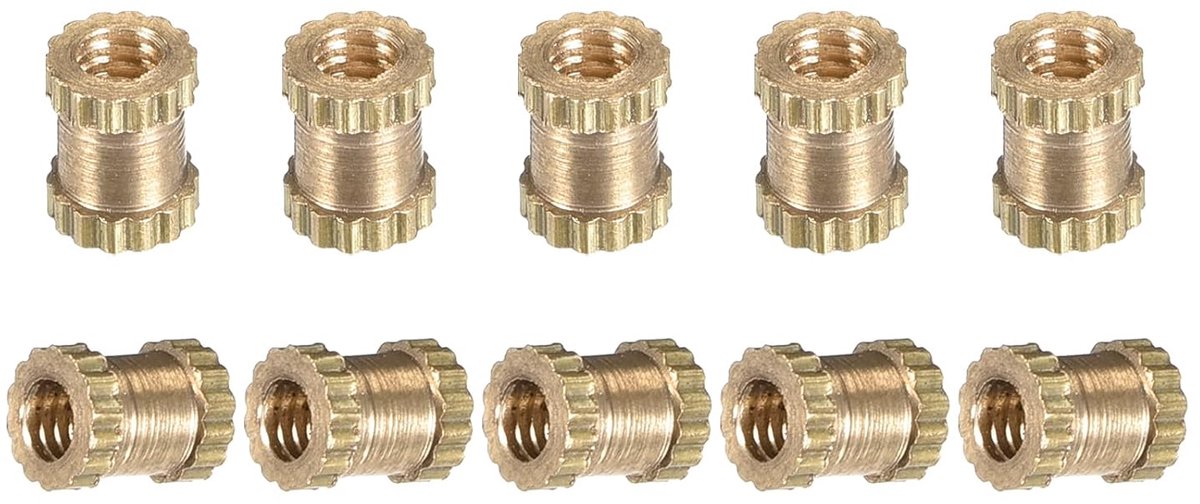 Serrated insertmoeren M2 x 4 mm - Messing - Corrosiebestendig - Voor kunststofafdekkingen - ShopVlot