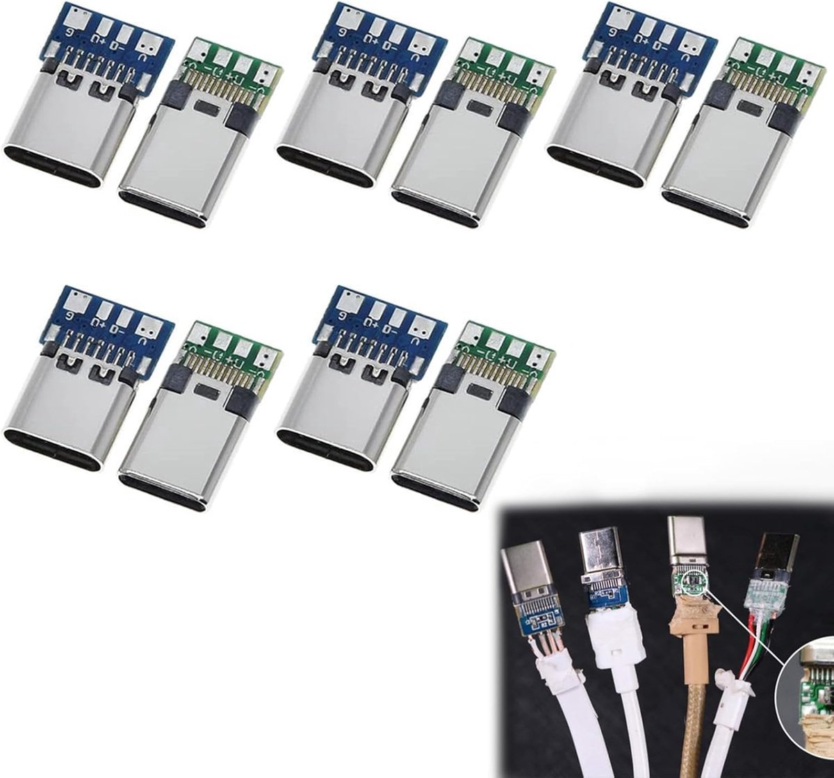 Micro USB C Socket 24 Pin - USB 3.1 Type C Plug - Voor solderen van draden - Ideaal voor digitale accessoires - ShopVlot