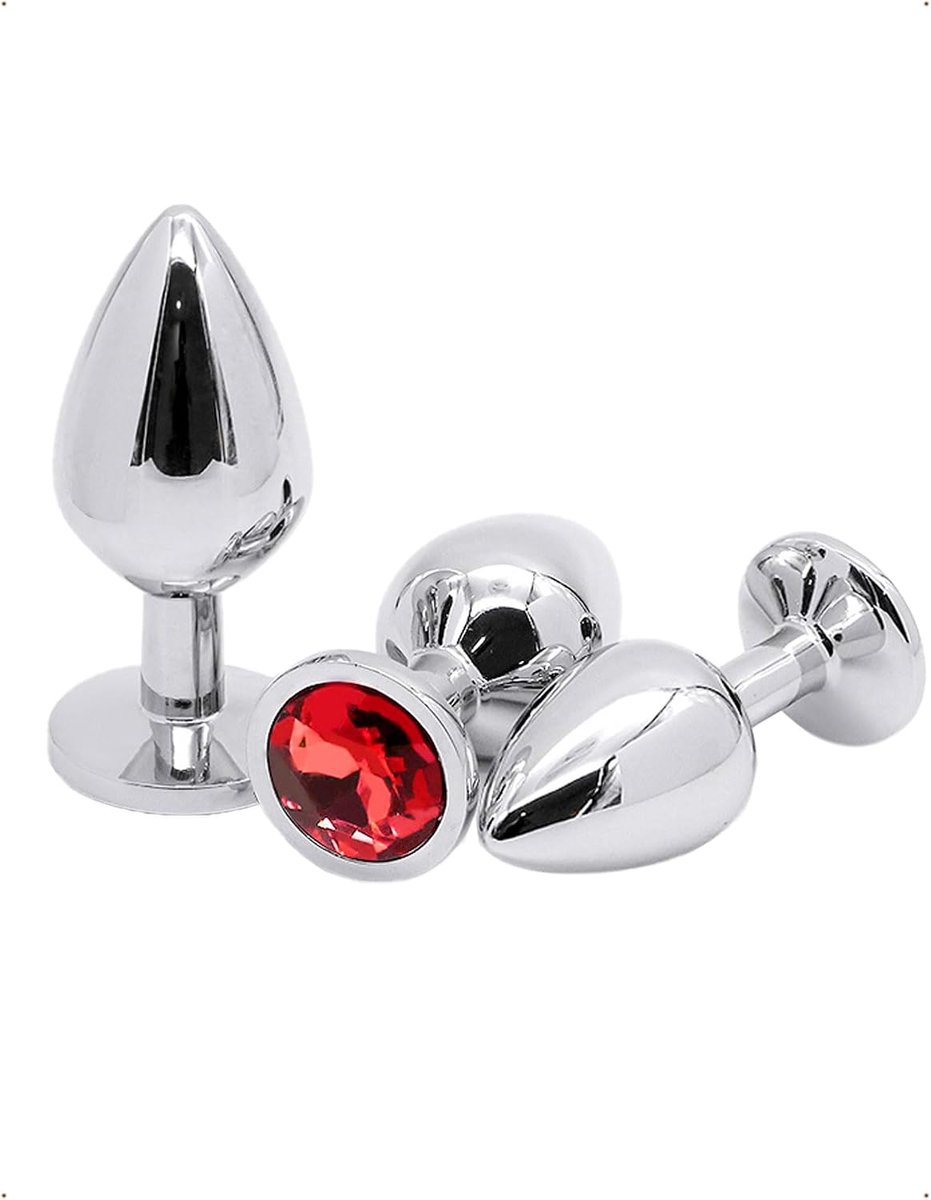 Anal plug set - 3 verschillende maten - metalen uitvoering - gemakkelijk schoon te maken - ShopVlot