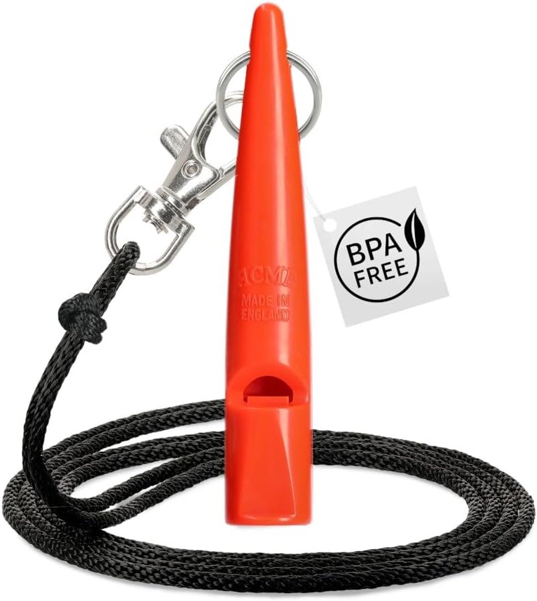 SnelShoppen - Hondenfluitje voor Training - Acme Dog Whistle No.210.5 - Robuust Materiaal - Standaard Frequentie - Hoge Bereik - Oranje - Inclusief Gr