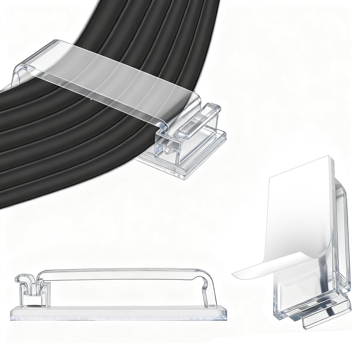 Kabelhouder Clips Set van 30 - Transparant - Sterke zelfklevende achterkant - Organiseer kabels en draden - ShopVlot