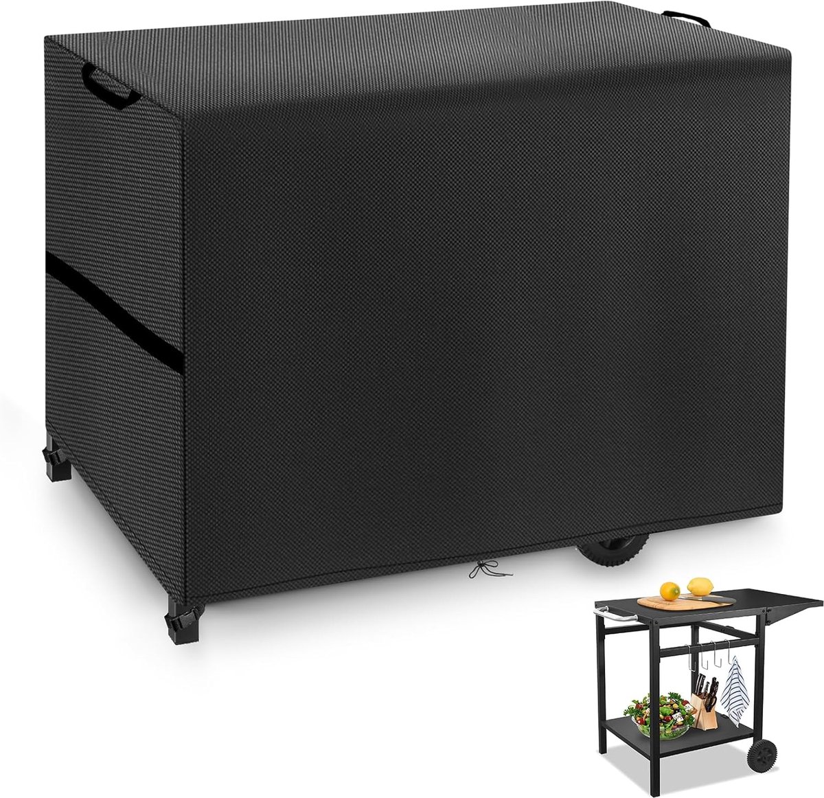 SnelShoppen - Plancha Trolley Beschermhoes - Waterdicht, Windproof, UV-Bestendig - 420D Oxford, 125x60x90 cm, Zwart - Ideaal voor Tuin, Camping en Bui