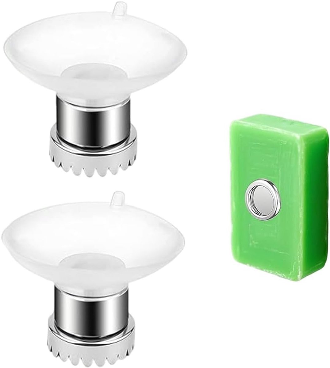 Magnetische zeepbakjes 2 stuks - roestvrij staal - wandzeepbakje zonder boren - eenvoudig te verwijderen - ShopVlot