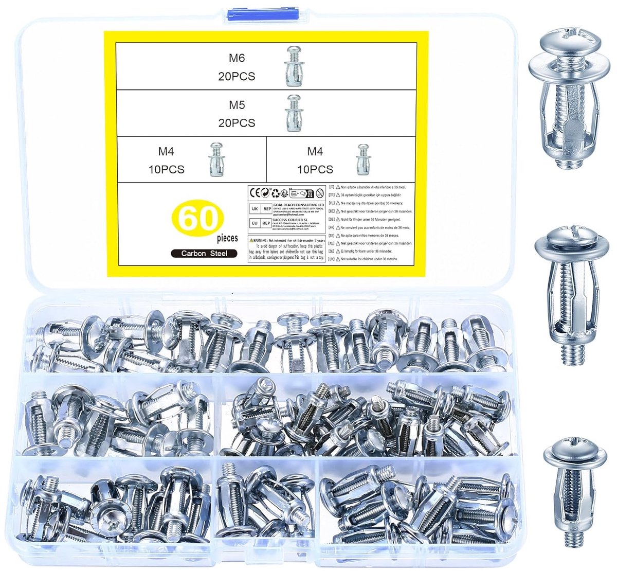 SnelShoppen - 60 Pcs Hollow Metal Anchors M4 M5 M6 Hollow Anchor Set Jack Nuts Petal Nuts Metaal Hollow Wall Plugs Spreader Plugs Voor Dunne Wanden De