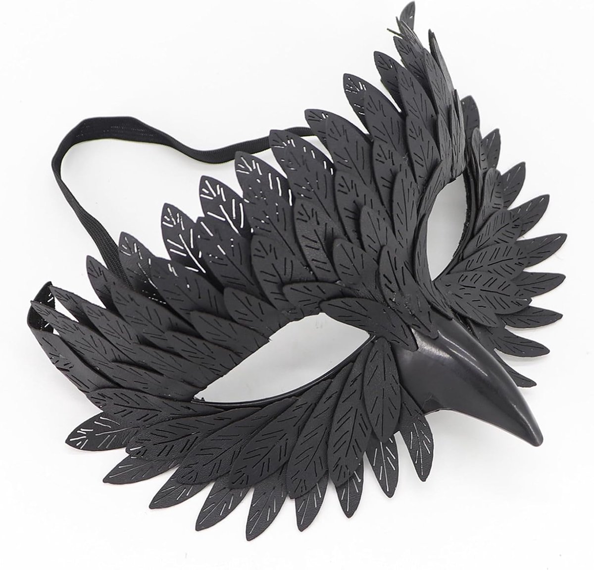 SnelShoppen - Elegant Vogelmasker - Halloween-Masker, Halfgelaatsmasker, Venetiaans Kraaienmasker met Valse Veersnavels voor Dames en Heren - Perfect