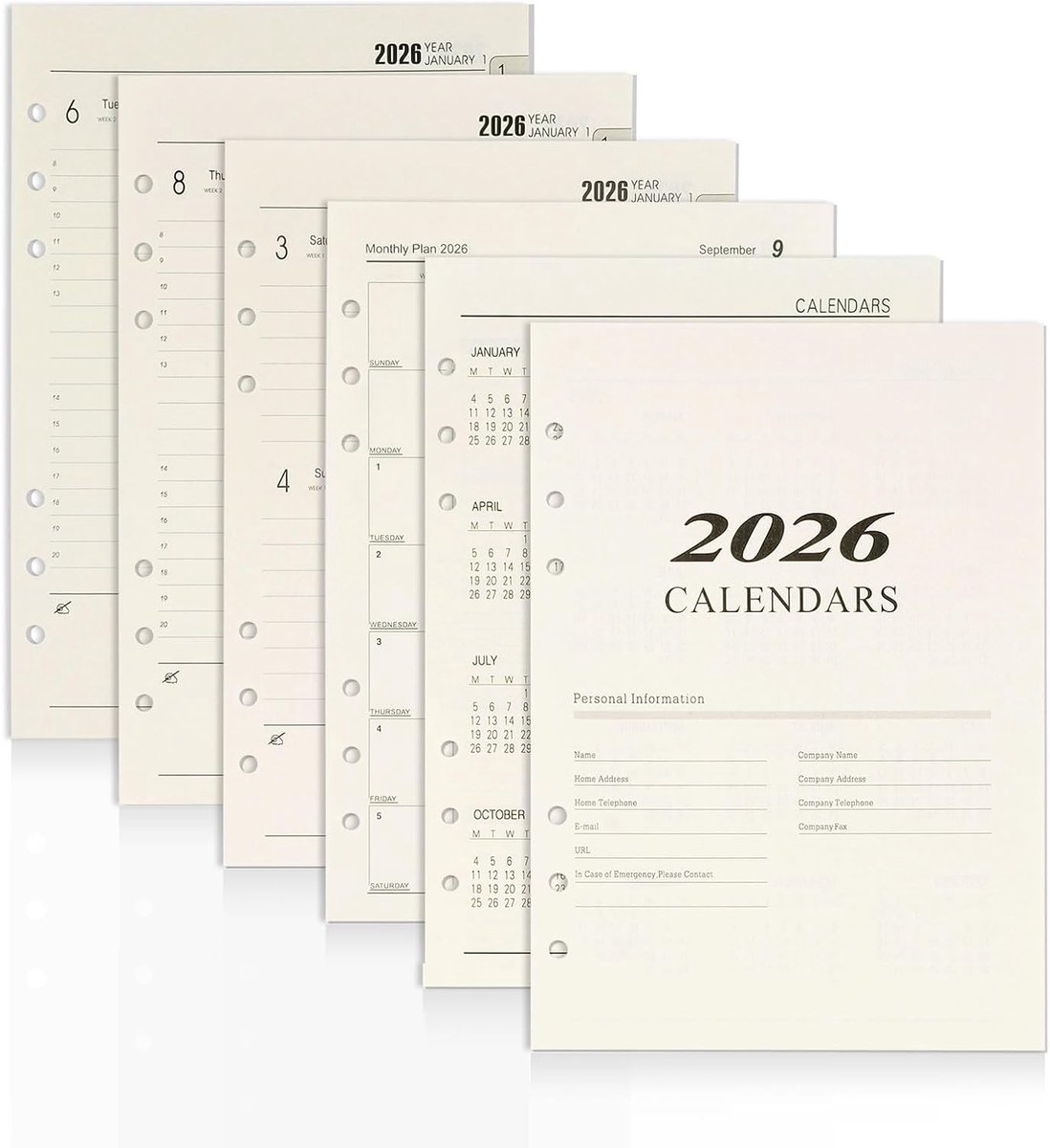 SnelShoppen - Refill 2026 Week to View A5 - 6 Ring Agenda 2026 - 176 Vellen - Planner Januari tot December 2026 - Handig voor Doelen en Afspraakbeheer