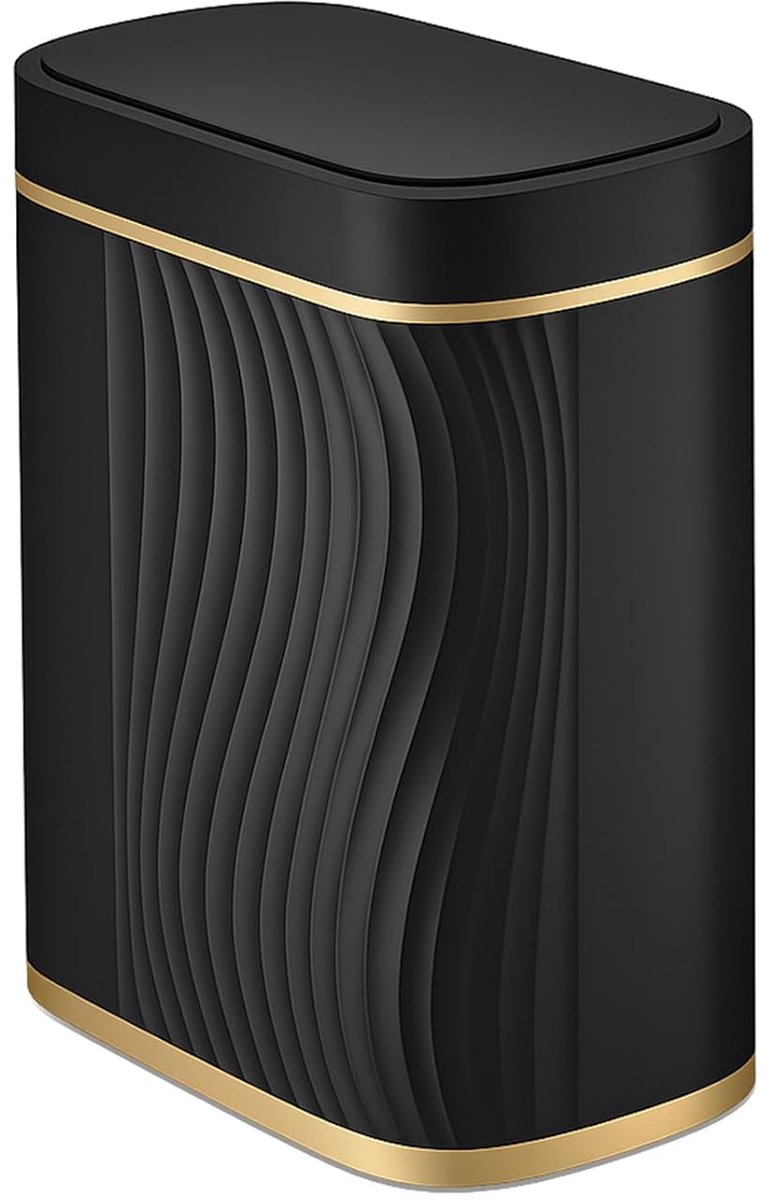 SnelShoppen - Slimme Sensor Afvalbak 8L, Touchless Prullenbak met Deksel, Waterdichte en Geluidloze Afvalemmer voor Keuken en Badkamer, Zwart, 26.5 x