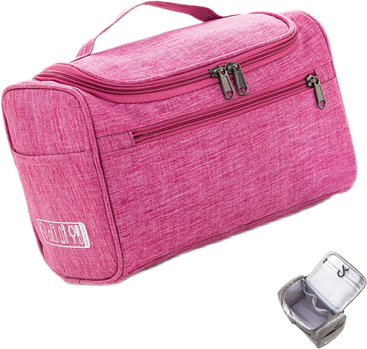 SnelShoppen - Toiletry Bag for Hanging, Grote Cosmetica Tas, Waterproof Reistas voor Mannen en Vrouwen, Perfect voor Camping, Vakantie, Roze Rood, Sim