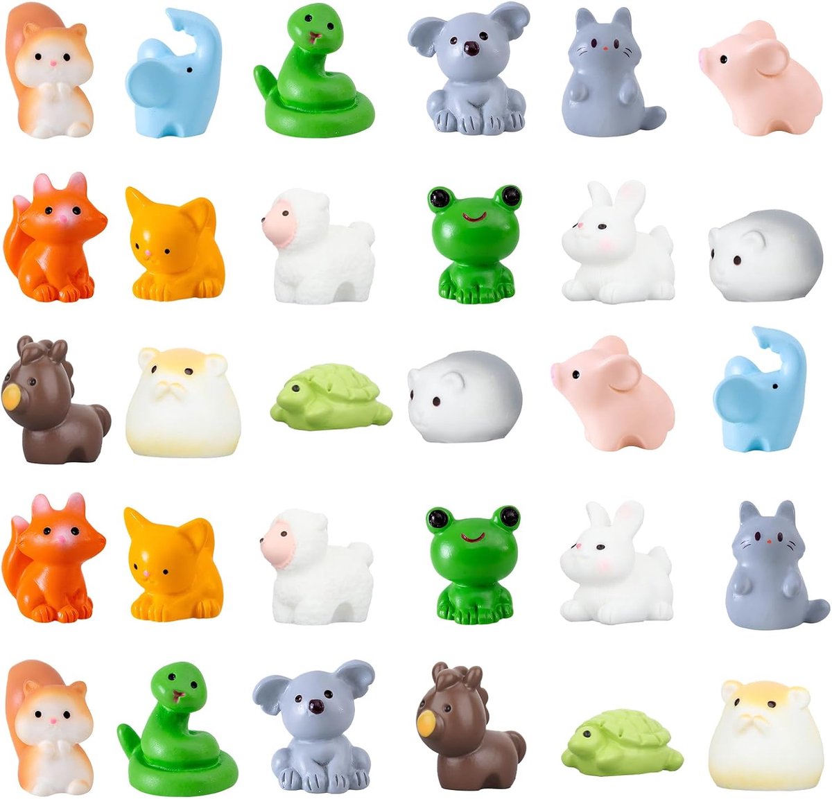 SnelShoppen - 30 Stuks Mini Figuren Dierfiguren Set, 15 Stijlen, Resin Decoratie voor Tuin, Terrarium, Poppenhuis, Aquarium, Creatief Knutselmateriaal
