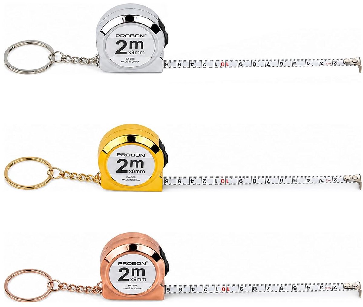 Meetlint 2 m - 3 stuks klein - intrekbare metalen meettape - ideaal voor thuis en kantoor - ShopVlot