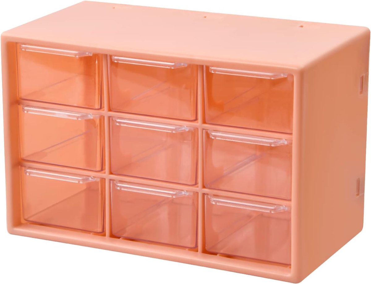 SnelShoppen - Opbergdoos met 9 lades van plastic, sorteerkoffer voor sieraden, gereedschap en schroeven, 18 x 12 x 10 cm, ideaal voor hobby en organiz