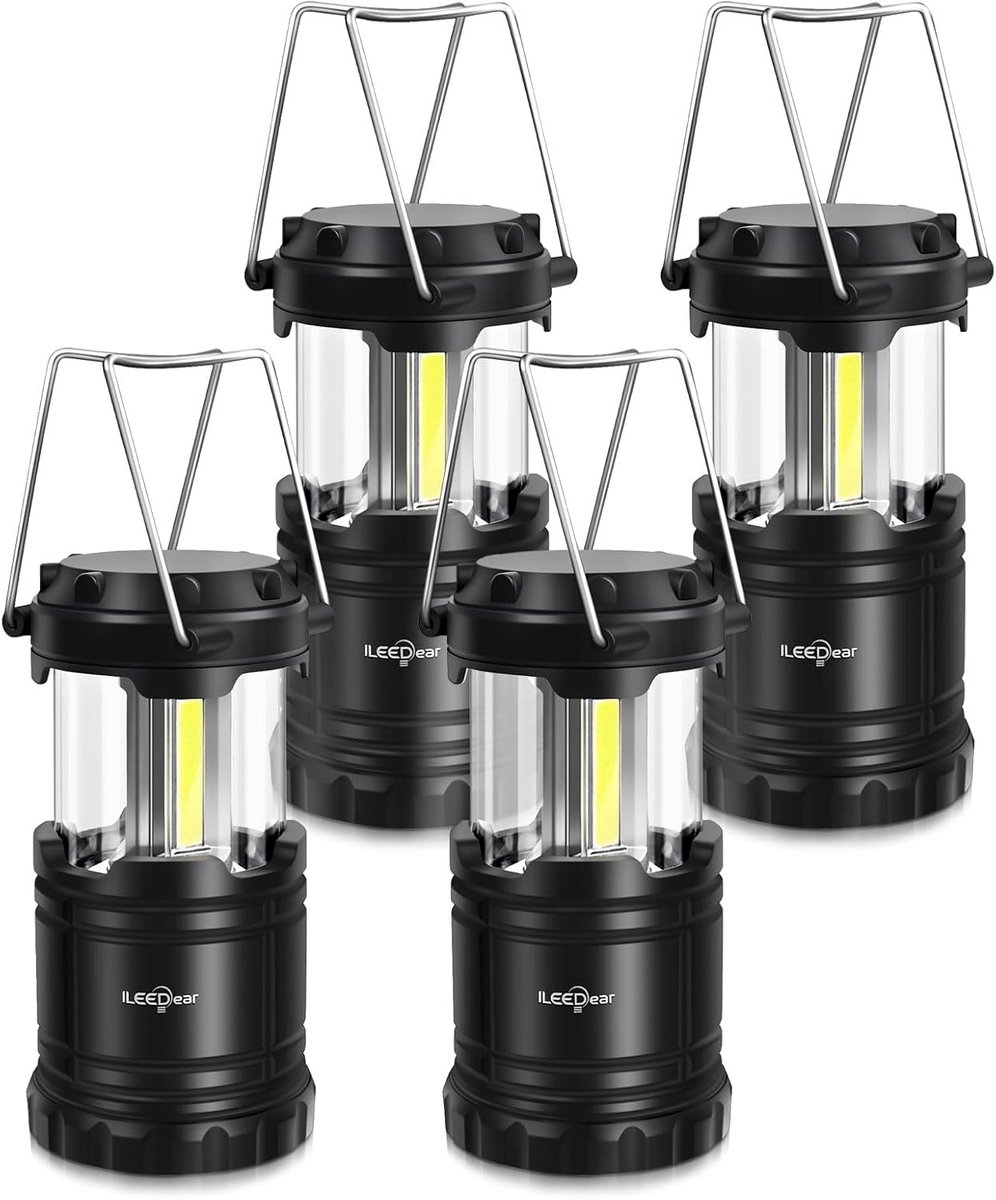 SnelShoppen - Campinglamp, Draagbare Ultra Heldere LED Lantaarn, Vouwbare Batterij Aangedreven Licht, Overlevingskit, 4 Stuks voor Kamperen, Wandelen,