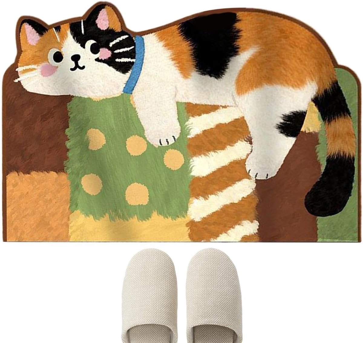 Kat patroon badkamer matras, anti-slip, snel drogen Geschikt voor katten deur, bad, slaapkamer, toilet, ingang, bedkant-40x60CM