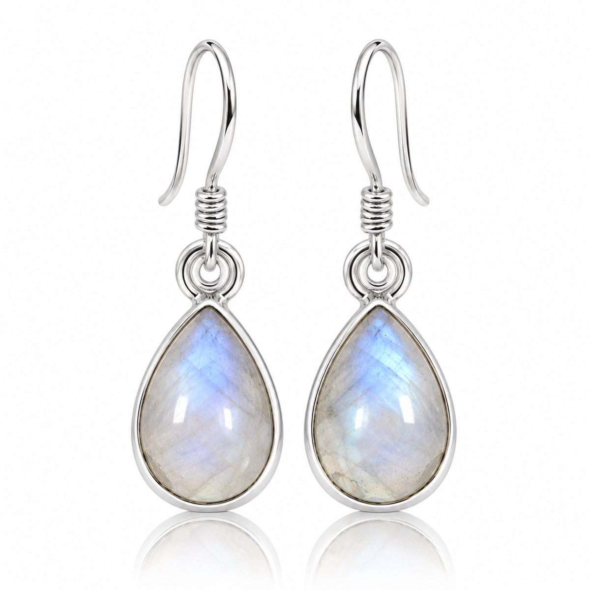 Natuursieraad - 925 zilver maansteen oorhangers - luxe edelsteen sieraad - handgemaakt