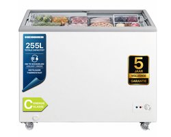 Heinner HSF-M255WHC Vrieskist – 255 L – Schuifglasdeksel – Convertible (Vriezer/Koelkast) – Mechanische Bediening – Wit – 5 Jaar Garantie