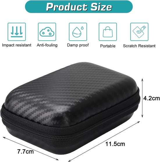 Hard Case Bescherming Tassen, Hoofdtelefoon Opslag Draagbare Opslag Oortelefoon Cases, Schok en Valbestendig Harde EVA Beschermende Organizer voor MP3, Oplader Kabel en Plug — afbeelding 2